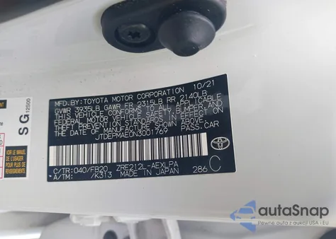 2022 Toyota Corolla Le z USA, uszkodzony, nr VIN JTDEPMAE0N3001769